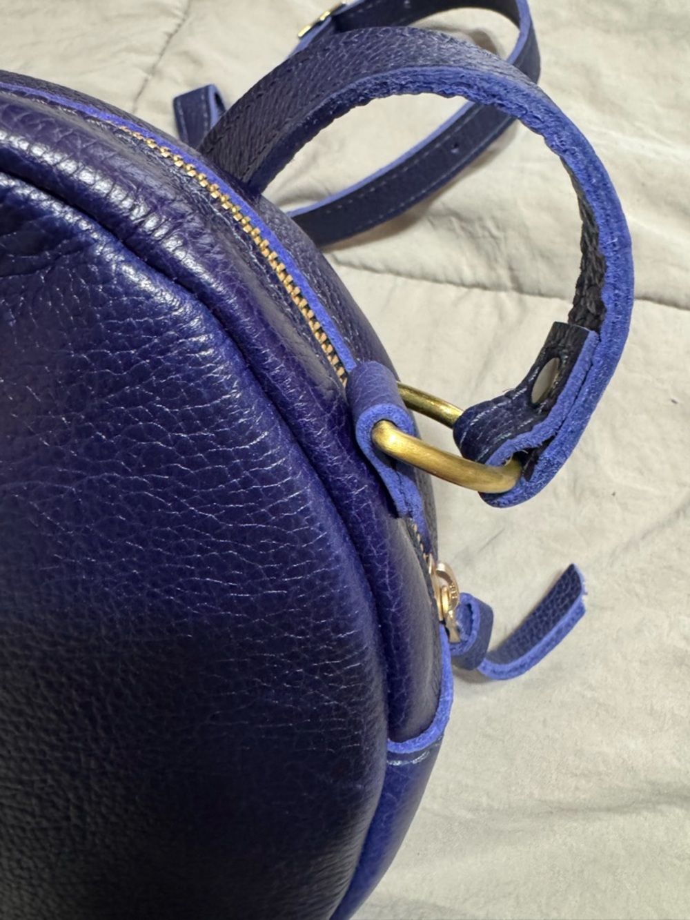 Portland Leather Circle Crossbody in Cobalt - Picture 9 of 11